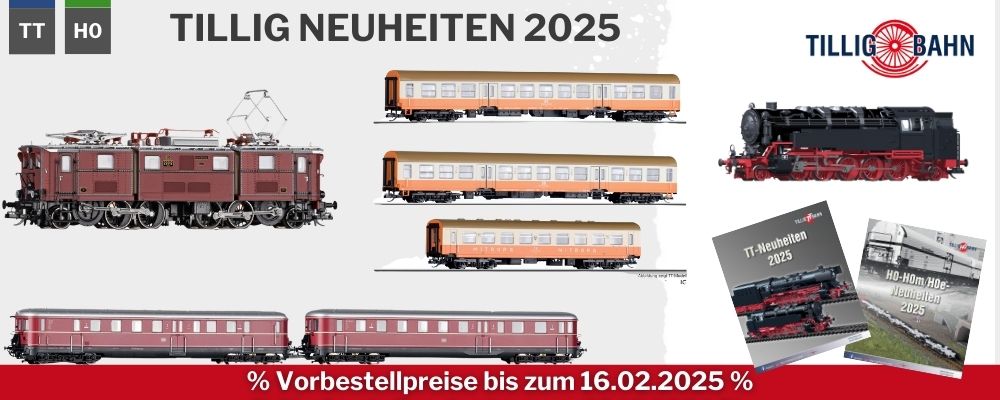 Tillig Modellbahn Modellbahn Neuheiten für die Spur TT und Schmalspur jetzt Vorbestellen bei mein-MBS.de und bequem und sicher nach Hause geliefert bekommen.